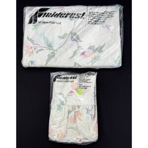 New Vtg 1980’s Fieldcrest Percale Cotton Blend Twin Flat Sheet & Pillowcases NIB